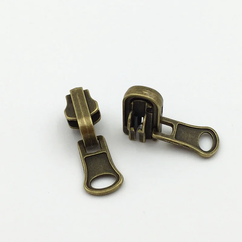 Brass 5/10 шт двойные металлические ползунки для молнии 5# разъемная застежка-молния куртки одежда пулер застежки-молнии головка молния ремонтный набор для самостоятельного пошива одежды аксессуары - Цвет: Brass