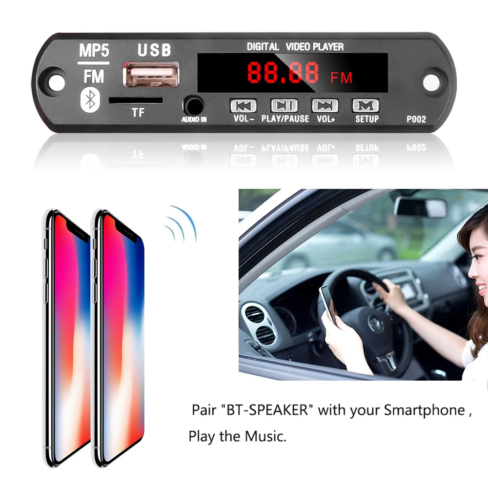 5 в 12 В беспроводная автомобильная MP3 Стандартная плата Аудиоприемник USB AUX FM радио