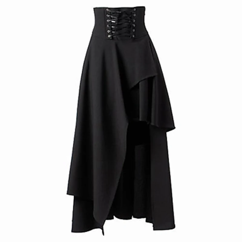 

Женская многослойная юбка с длинным рукавом, однотонная Готическая кружевная юбка в средневековом ретро-стиле с оборками, Осень-зима