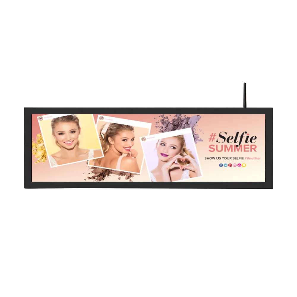 

Coffee shop Supermarket Shelf 38'' inch Ultra Wide Monitor Screen Stretched Bar Type LCD Advertising Display