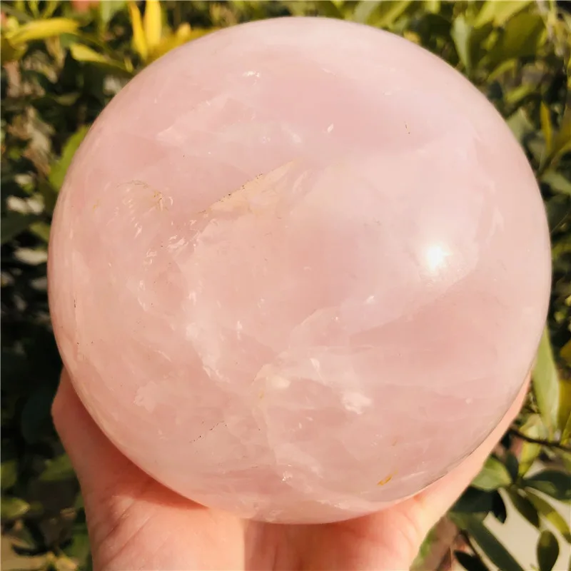 

12-13cm Natural Pink Rose Quartz Crystal Healing Ball Sphere + Stand