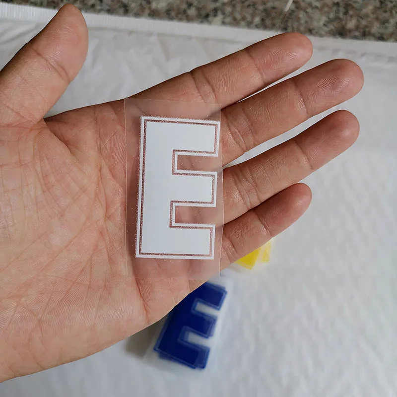 E 5 см белый цвет буквы A-Z термонаклейки название Спортивная тканевая наклейка Горячая теплопередача DIY термоклейкие для одежды сумка обувь - Цвет: E