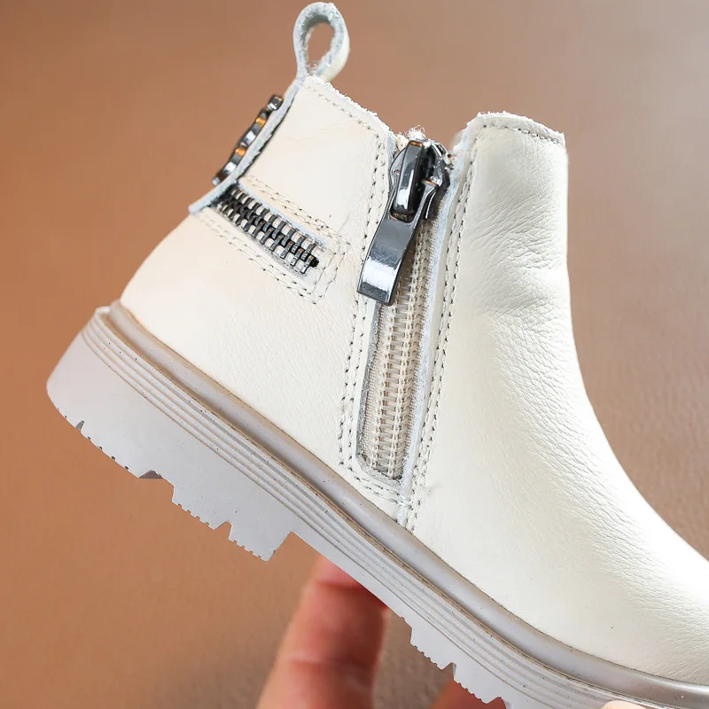 

Winter Children's Cotton Short Boots Genuine Leather Baby Soft Bottom Martin Boots Children Shoes