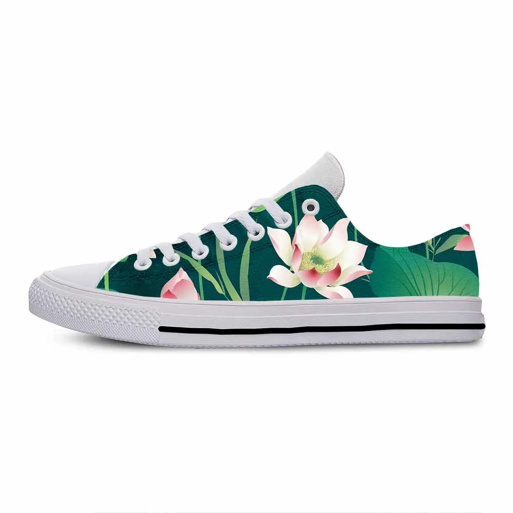 

LOTUS Flower Floral Aesthetic Cute Funny Fashion Casual Cloth Shoes Low Top Lightweight Breathable 3D Print Men women Sneakers