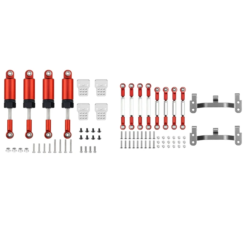 

Shock Absorber Damper with Extender Seat for WPL C14 C24 C34 C44 B14 B16 B24 Red & Metal Pull Rod Link Rod Base Bracket