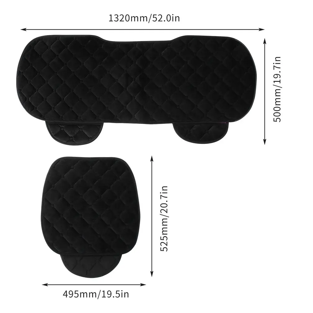 

Beige/Grey/Black 3Pcs/Set Front/Back Car Seat Pads with Buckles Square Soft Cotton Car Seat Cushion Auto Chair Pad Mat Hot