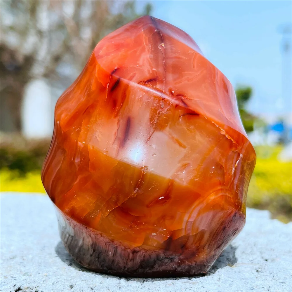 

Rare natural flame red agate crystal free form Reiki healing gem room decoration home furnishings