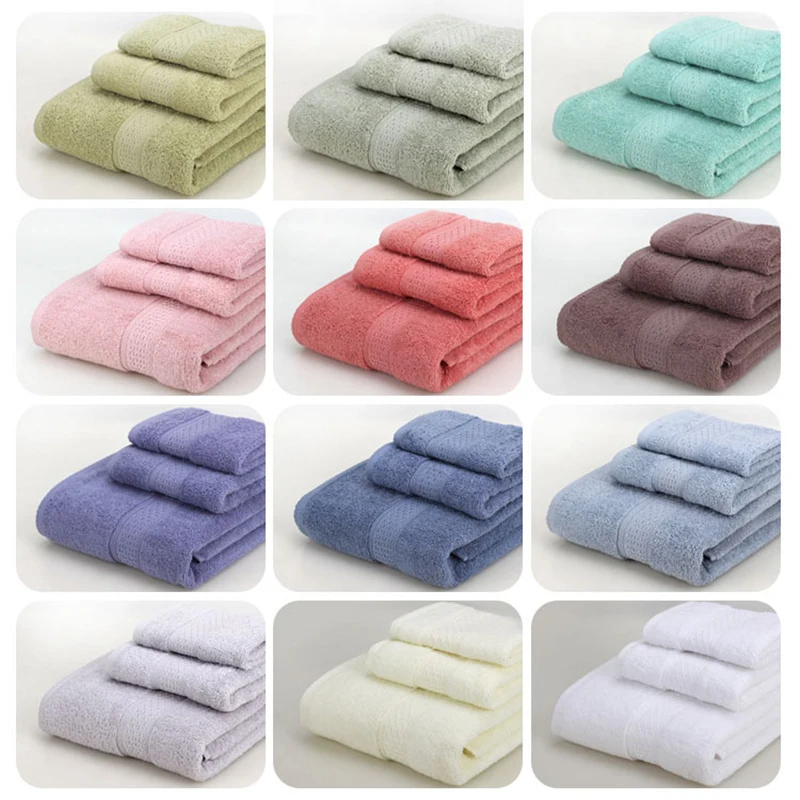 

3 Pack Towel Set 100% Cotton 70x140cm Bath Towel And 2 Face Hand Towel Super Soft Absorbent Washcloth For Adults Terry