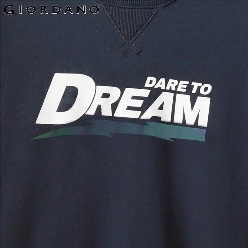 Giordano мужской джемпер с печатным принтом dare to dream на груди имеет круглый вырез под