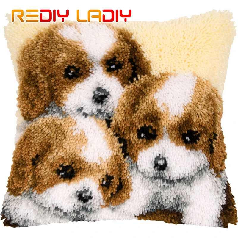 Набор для подушки с 3D застежкой-крючком вышивки сделай сам тремя собаками