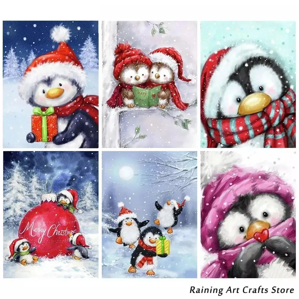 

5D Diy Diamond Painting Cartoon Penguin Embroidery Full Round Square Drill Cross Stitch Kits Animal Mosaic Pictures Home Decor
