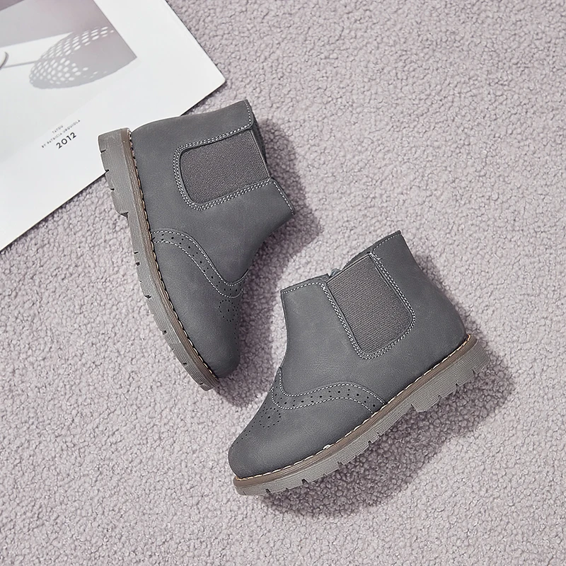 New! Children shoes girls kids shoes boots chaussure fille sapato menina grey boot for autumn SandQ baby hard toe&heel nonslip