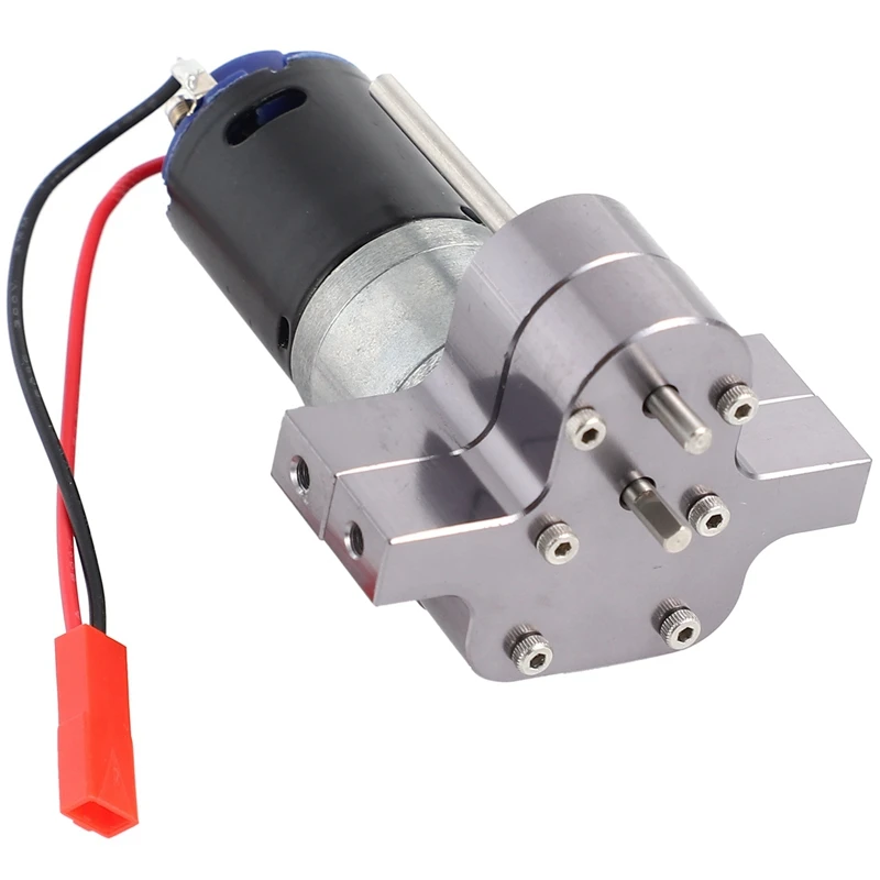 

2set 370 Brushed Motor+Alloy Heat Sink Gear Box Set with Steel Gears for WPL Henglong C14 C24 B14 B24 B16 Grey & Black