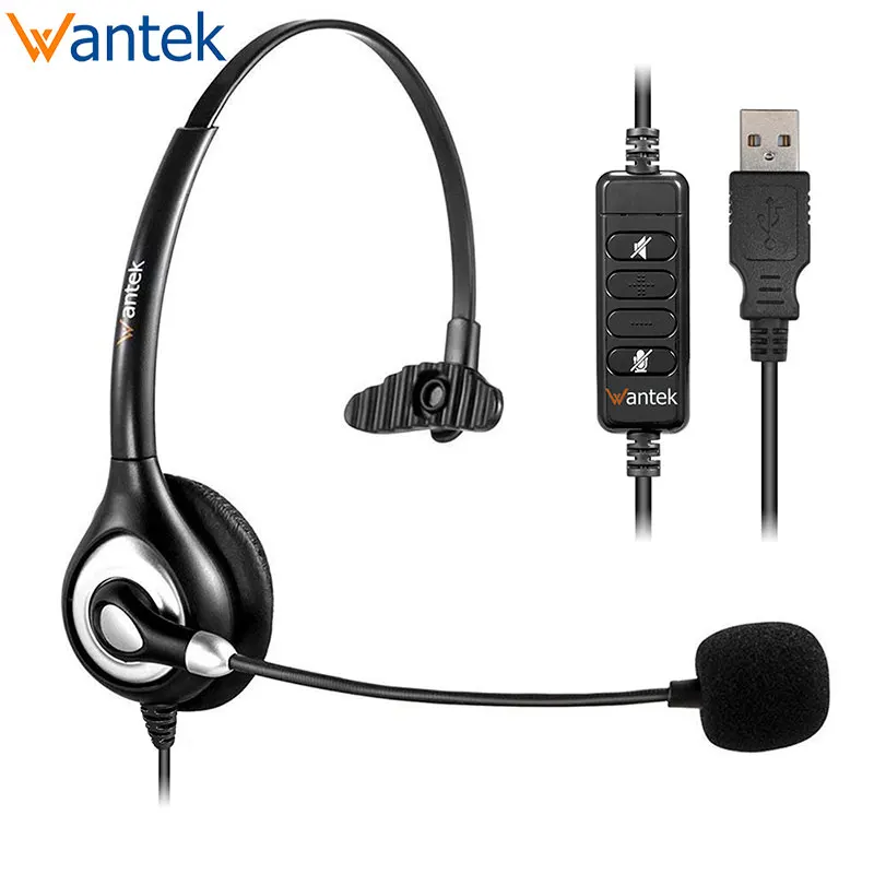 Wantek UC600 моно USB гарнитура Lighhtweight компьютерная с микрофоном и встроенным