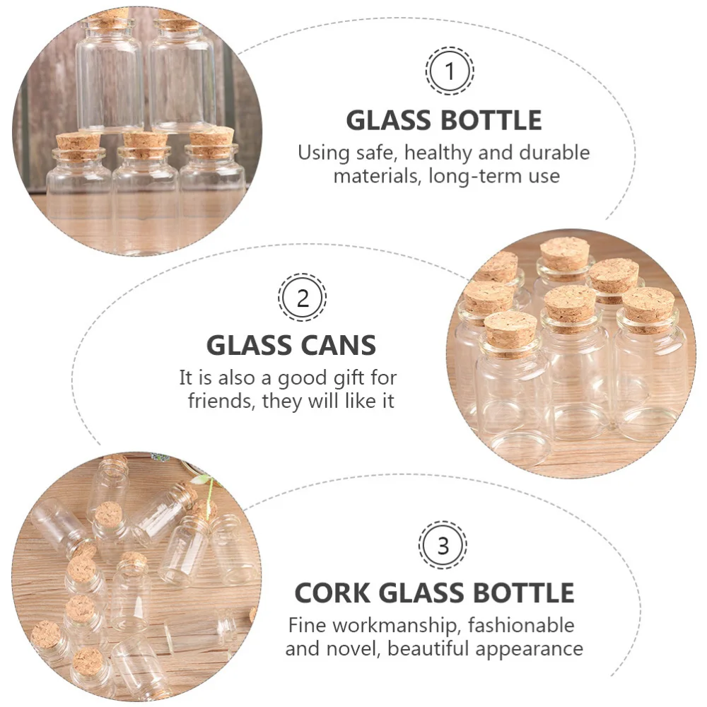 

10pcs Cork Stopper High Borosilicate Glass Bottles Glass Cans (Assorted Color)