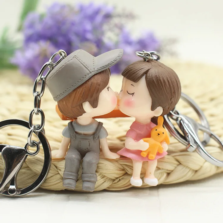 Lovely Cartoon Doll Couple Key Button Men and Women a pair of Car Hanging Bag Accessories Creative Gift Cute Keychain Boy Girl | Украшения