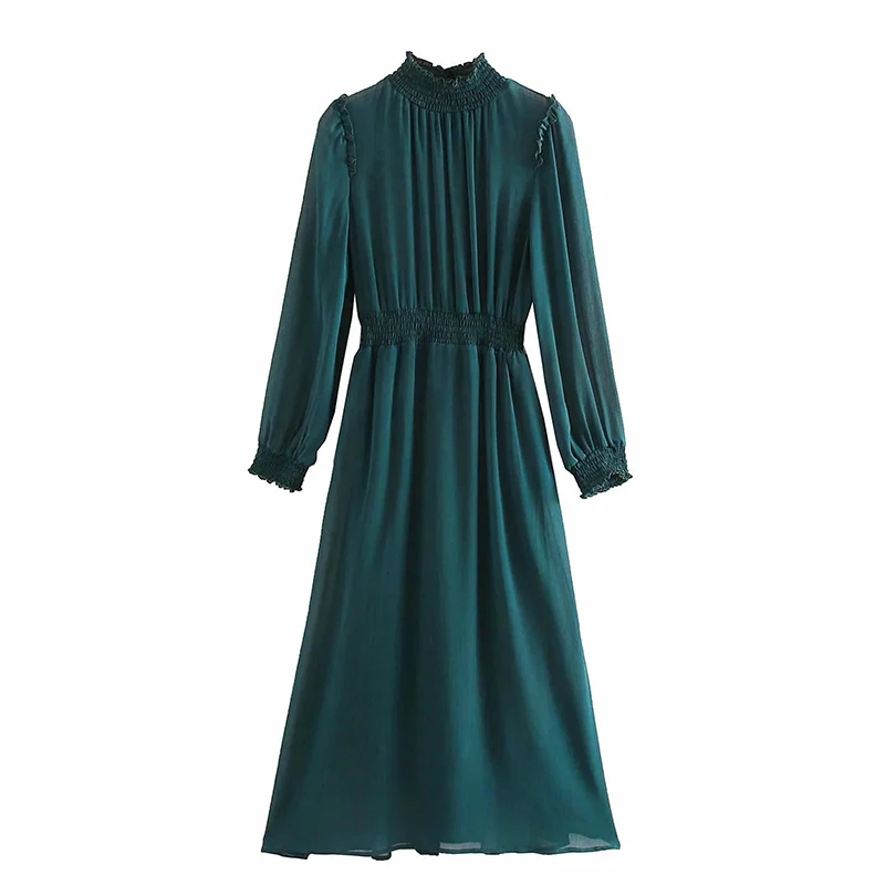 Женское однотонное платье до середины икры элегантное облегающее винтажное