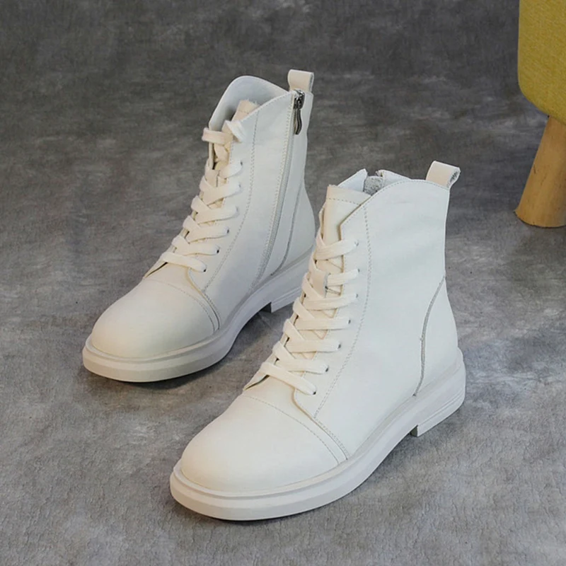 Ботинки женские из натуральной кожи на резиновой подошве повседневные осень 2019