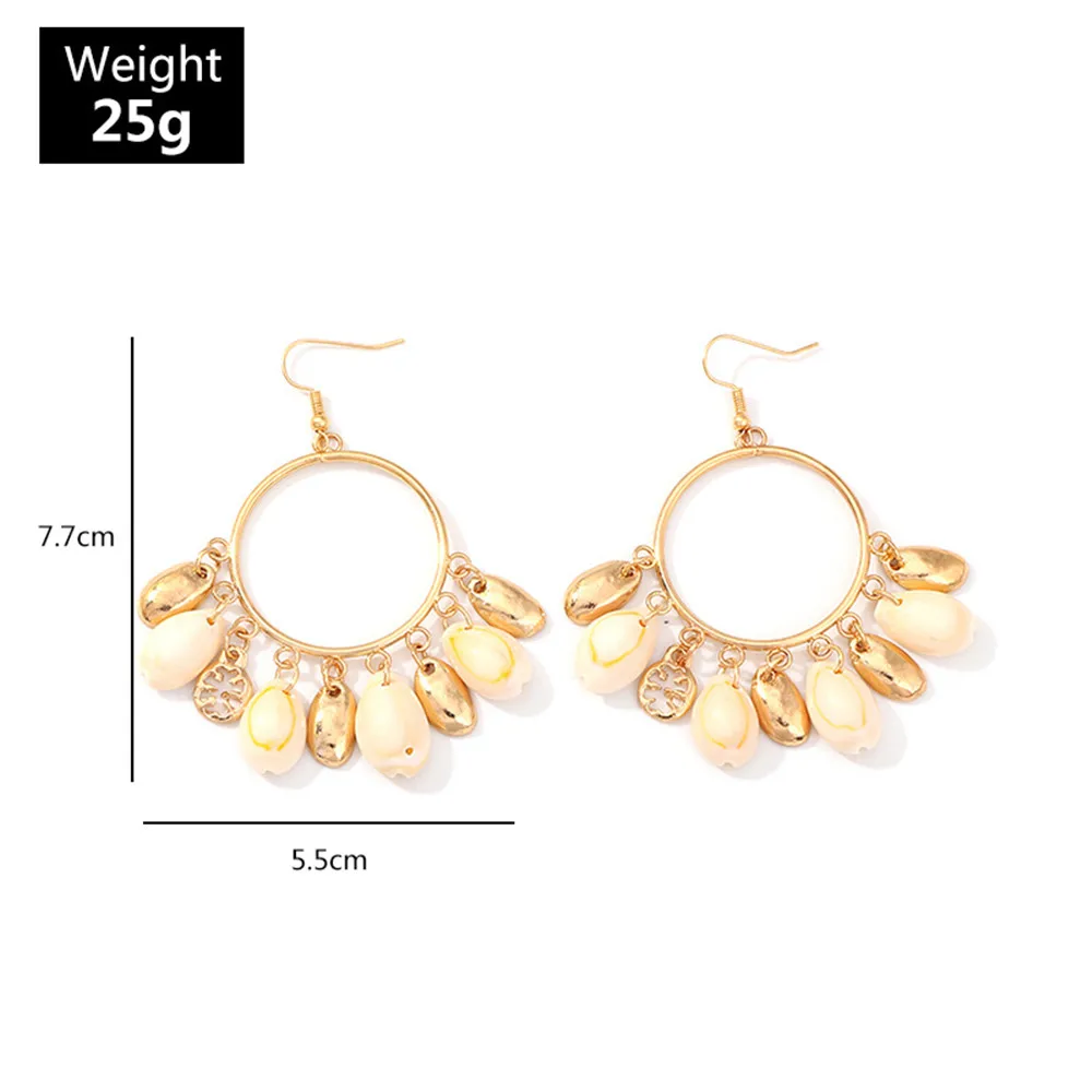 Новые винтажные золотые серьги из сплава Большого Круга богемные в виде ракушки