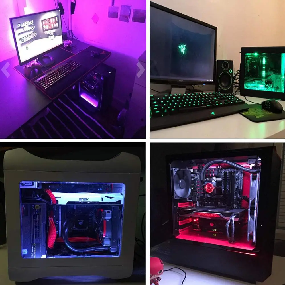 RGB светодиодные полосы магнитные изменения цвета полный комплект для моддинга ПК Чехлы совместимы с Asus Aura, Asrock, Gigabyte Fusion jk416