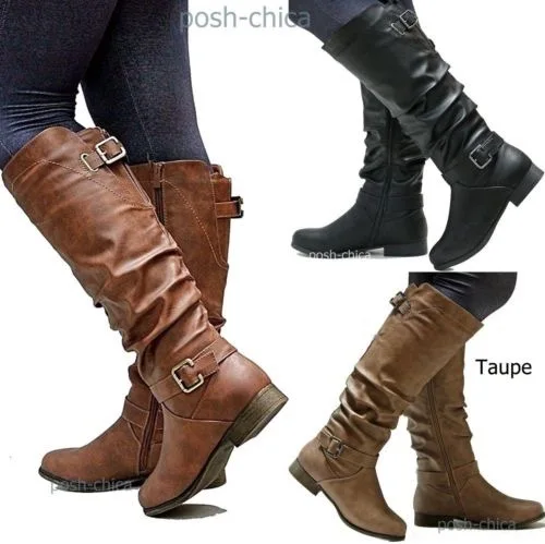 

Knee High Boots Women 2019 Fashion Leather Boots Winter Platform Punk Style Zipper Tall Boots Water Shoes for Female Plus Size