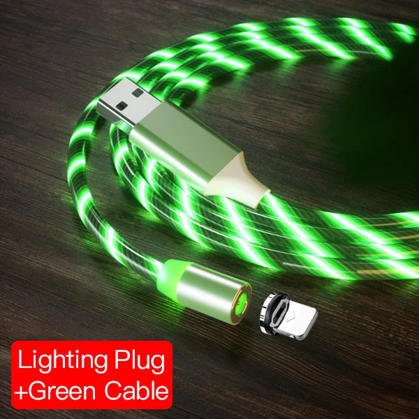 For iphone Green ACCEZZ Магнитный зарядный кабель для быстрой зарядки для iPhone X 8 7 ipad Mini Micro usb type C магнитное зарядное устройство для samsung Android Phone - Цвет: For iphone Green