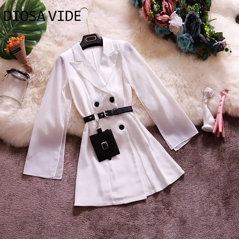 2020 лето новый OL темперамент костюм воротник шить шифон талии все-сплошной цвет