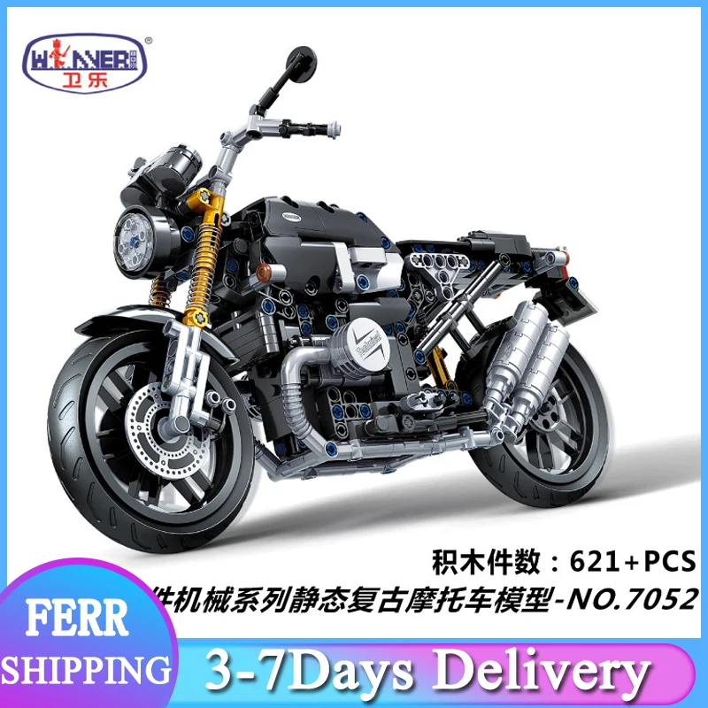 

Winner 621 шт. статическая модель ретро мотоцикла MOC, собранные строительные блоки, кирпичи, игрушки «сделай сам» для детей, подарок на день рожде...