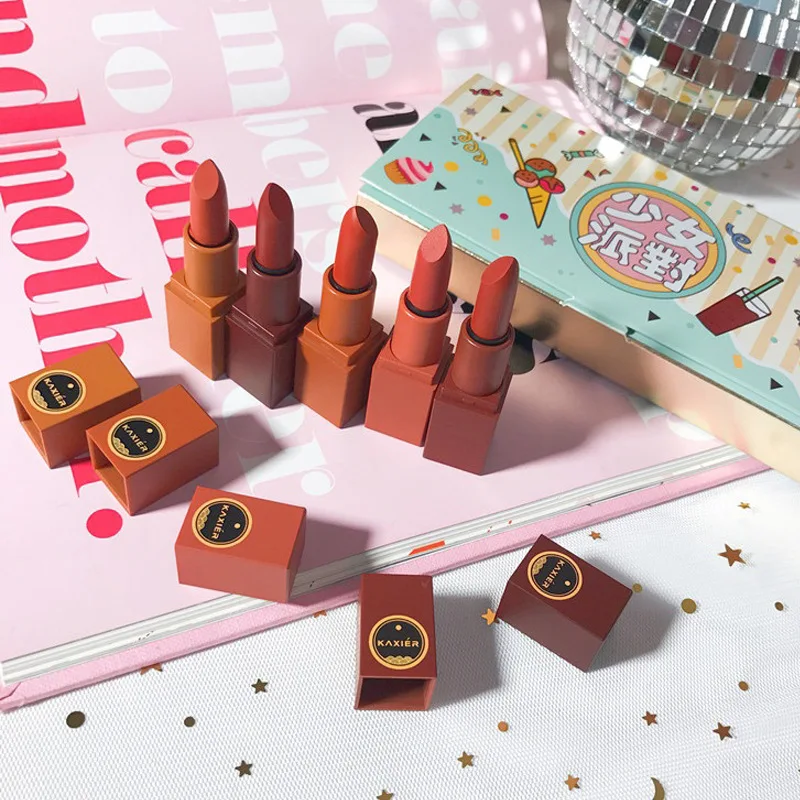 

5 pcs matte velvet lipstick set beauty long lasting lip gloss red Waterproof Moisturizer red rose balm brand makeup cosmetics