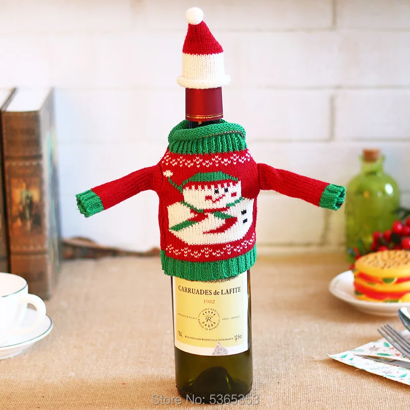 Рождественские Вязаные чехлы для бутылок и свитеров рождественские Новогодние