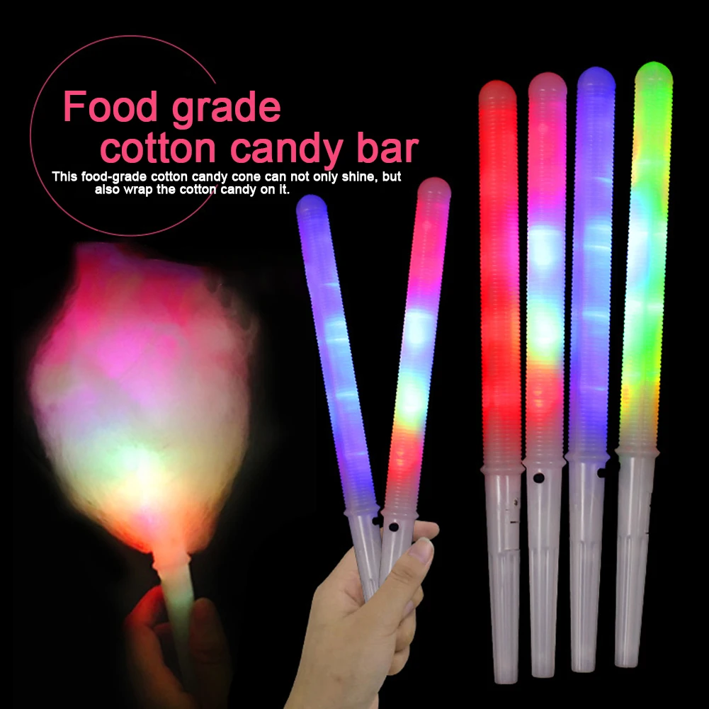 

4pcs Colorful Glowing Luminous Marshmallow Cone Stick Cotton Candy Light Cones Party Favors Halloween Christmas Fun Supply