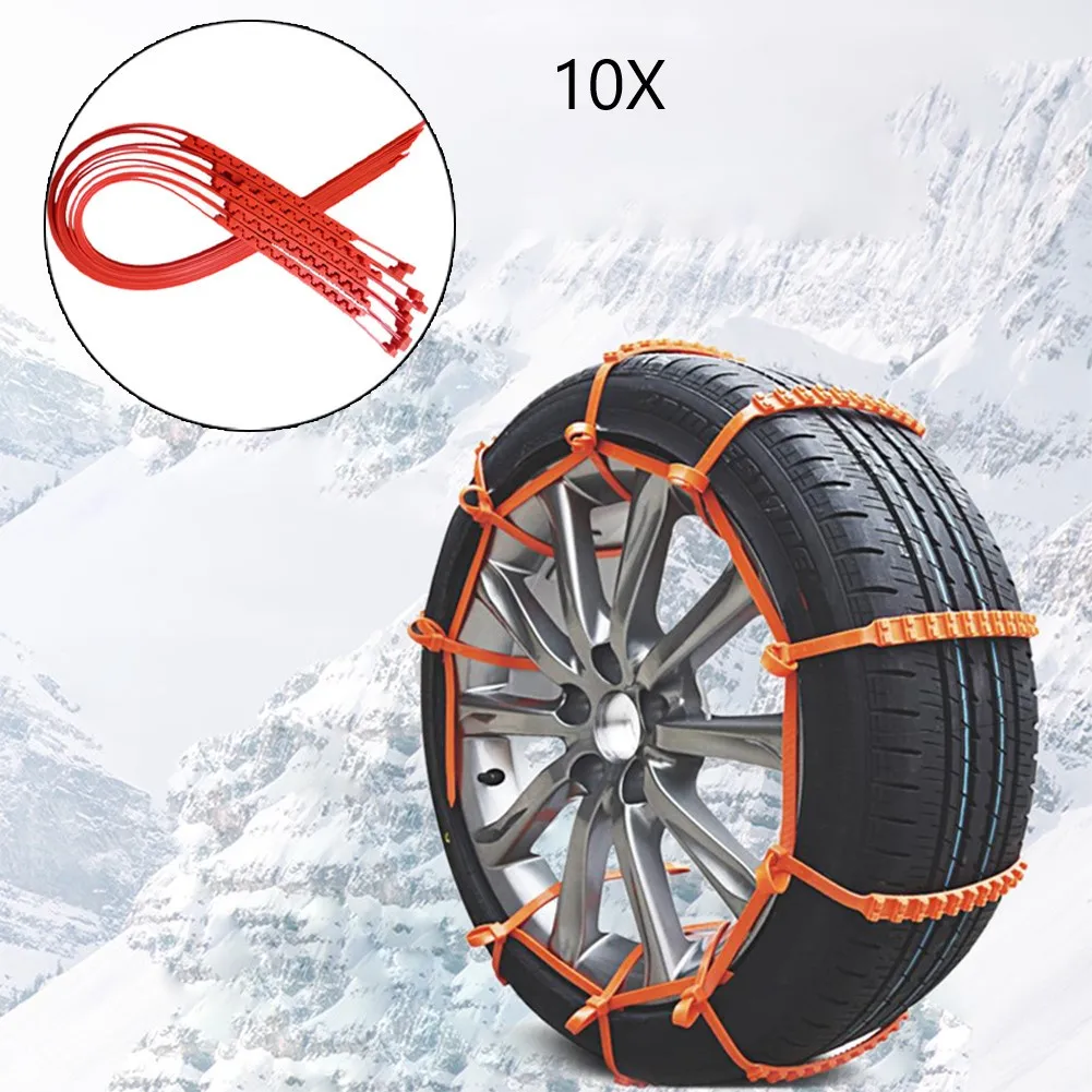 10 Pcs Car Tire Anti-skid Chains Cable Tie Type Snow Chains Thick Winter Snow Chains Accessories For Cars Off-road SUV Models