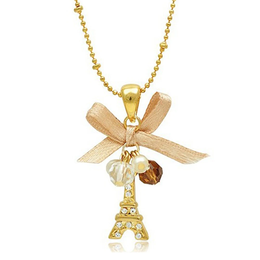 Женская цепочка с подвеской в виде жемчуга золотистого цвета изображением