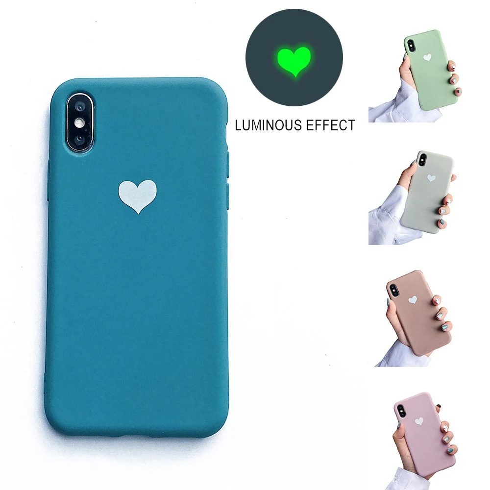 NORTHFIRE световой любящее сердце однотонный мягкий чехол для iPhone X XS Max 6/6 S/7/8 Plus ТПУ