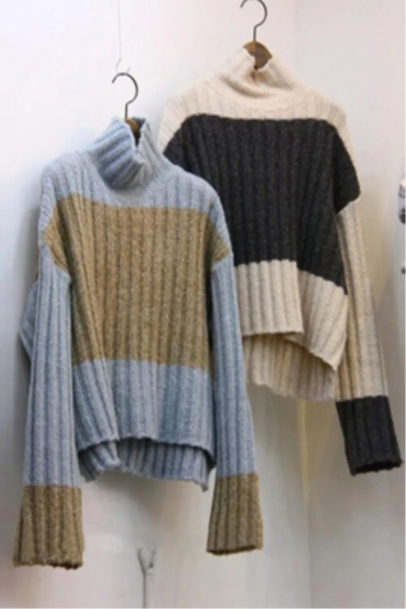 

Turtleneck Sweater Korean new autumn / winter 2020 fashion color matching high neck Pullover