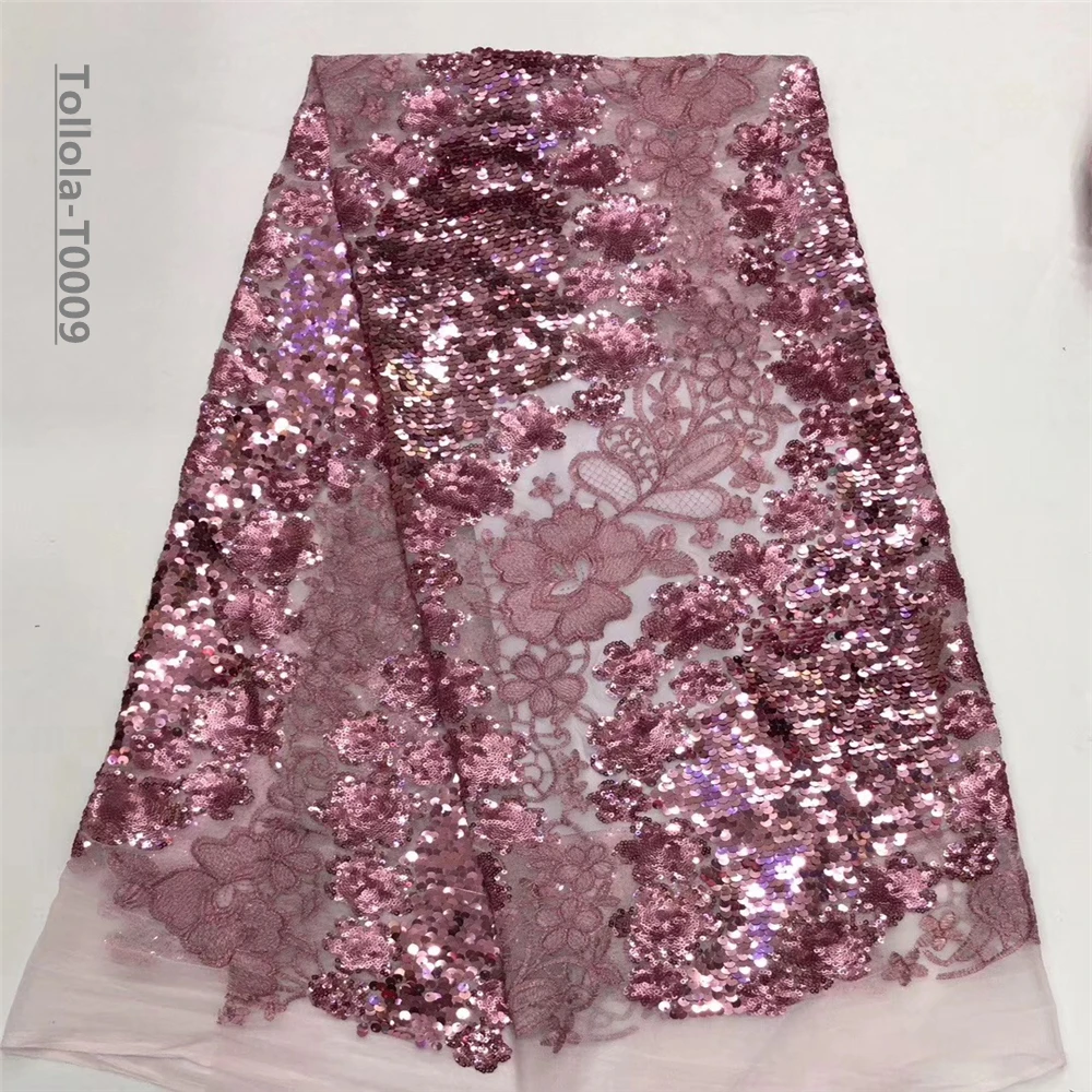 Черная серебряная африканская кружевная ткань Вышитое цветочное Сетчатое