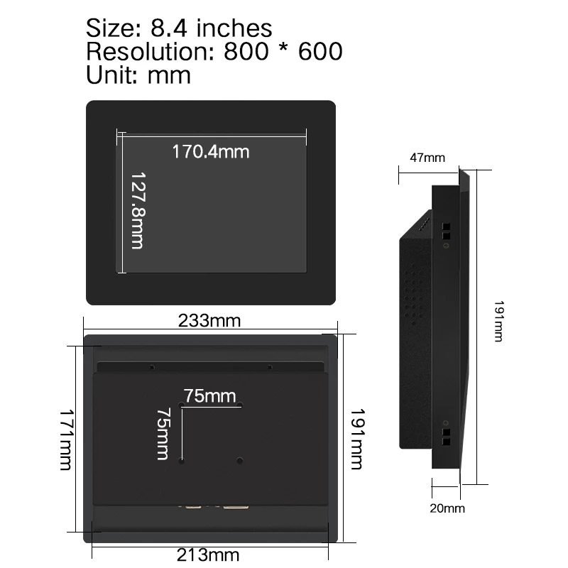 Portable Monitors Lcd 8.4 inch VGA HDMI DVI TV USB AV Free shipping PC Display Not Touch Screen LCD | Компьютеры и офис