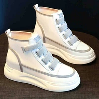 high top genuine leather sneakers women vulcanized shoes 2021 fashion buckle thick sole designer platform sneakers women basket