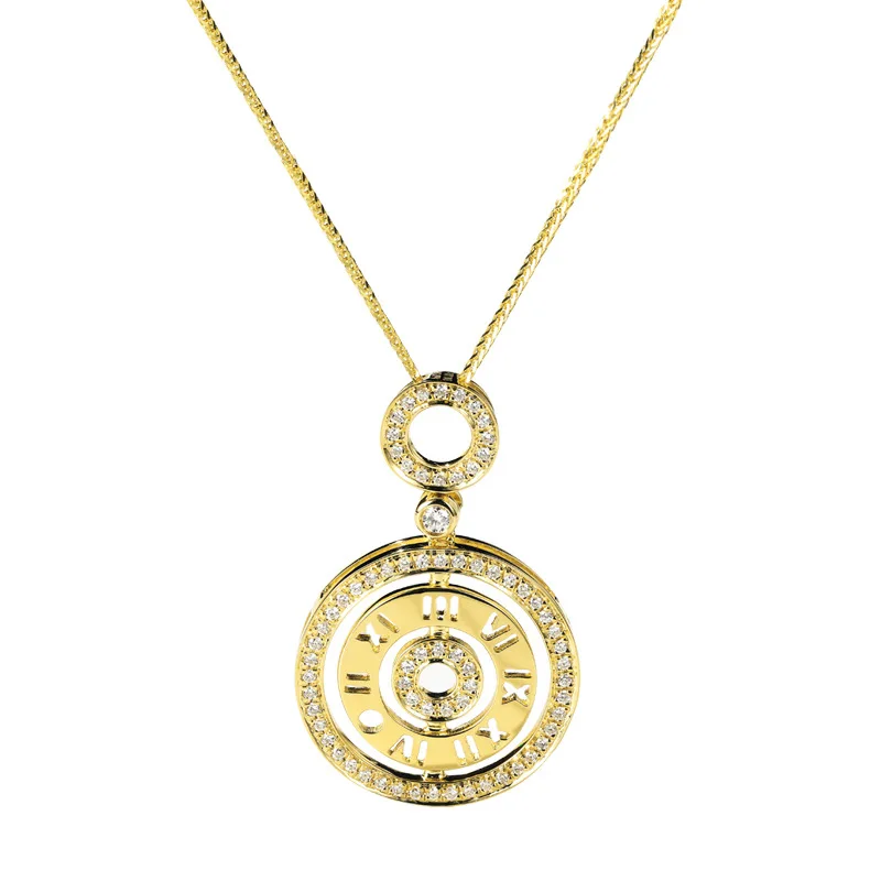 

Роскошное ожерелье с подвеской в виде римских букв и бриллиантов из настоящего золота 18 К для женщин