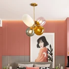 Скандинавская Подвесная лампа, цветной стеклянный воздушный шар, светодиодное милое украшение для спальни, столовой, детской потолочный светильник