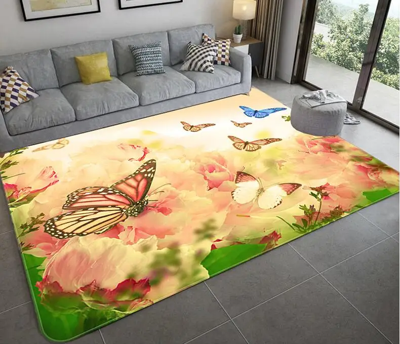 

Various Butterfly pattern carpet Square Anti-Skid Area Floor Mat 3D Rug Non-slip Mat Dining Room Living Room Soft Bedroom Carpet