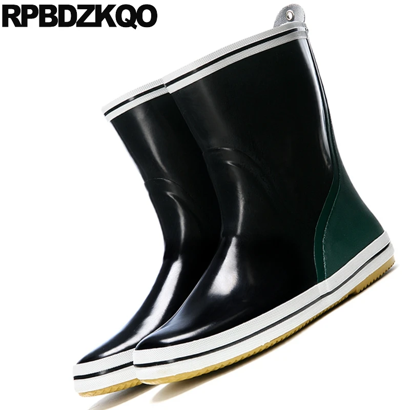 Сапоги рыболовные мужские резиновые до середины икры с круглым носком