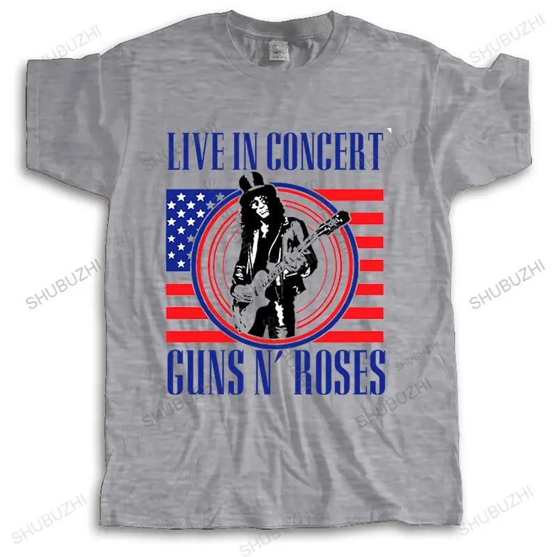 

Men Summer Brand Tshirt Cotton loose Tee Shirt live in concert guns n's roses Funny Top Mens streetwear High Quality T-shirt