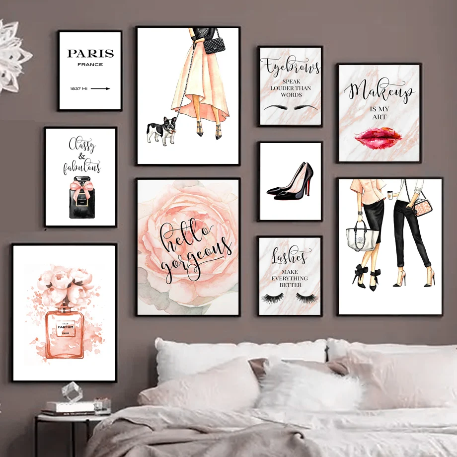 

Paris Perfume Eyelash Nordic Posters And Prints Fashion Girl Makeup Wall Art Canvas Painting Wall Pictures For Living Room Decor