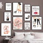 Парижский парфюм ресницы скандинавские плакаты и принты Модная девушка макияж стены Искусство Холст Живопись стены картины для гостиной Декор