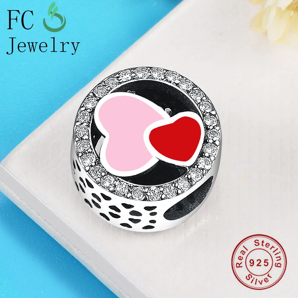 Женский браслет из серебра 925 пробы с красной и розовой эмалью | Украшения