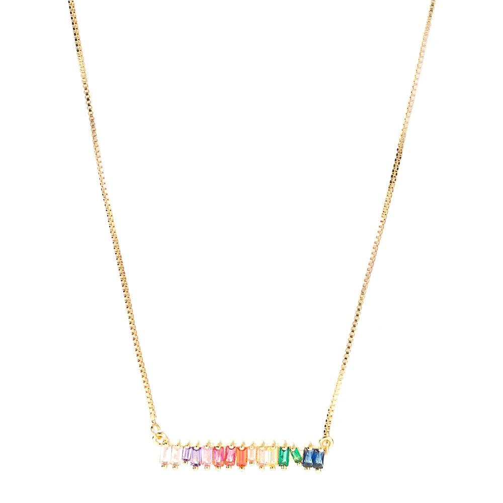 

Gorgeous Stuning Multi Color Statement Copper Necklace Luxury Rainbow Collor Micro Cubic Zirconia Girls Collar Necklace Choker