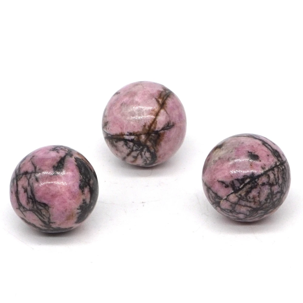 

18mm Blank Pink Rhodonite Sphere Ball Natural Stone Crystal Healing Decor 3pc
