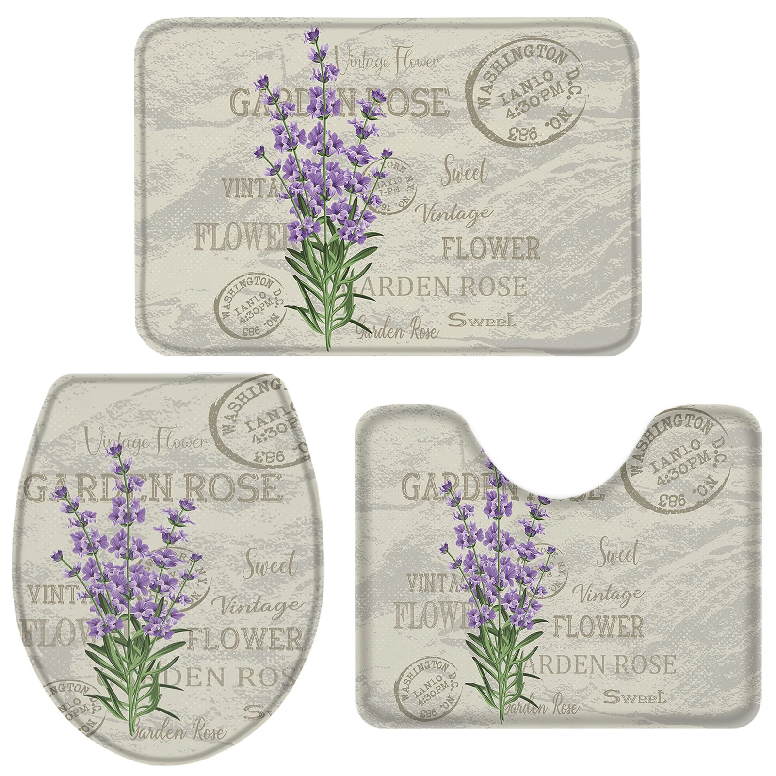 Фиолетовых цветов лаванды для Винтаж Почтовые открытки коврик ванной комнаты