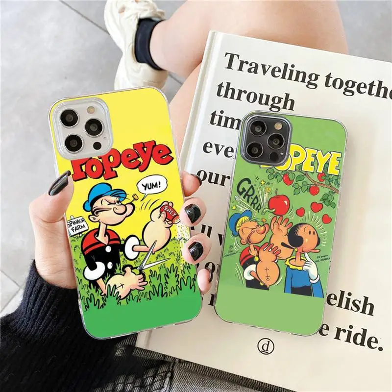 

Retro cartoon illustration po pe you spinach Phone Case For iPhone 12 Mini 11 Pro XS Max X XR 7 8 Plus
